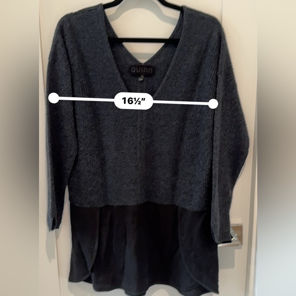 Quinn Cashmere Long Sleeve Sweater size Large L gray 60% cashmere 40%wool K - Picture 5 of 9